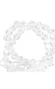 Faceted glass beads 4mm round Crystal-pearl shine coating